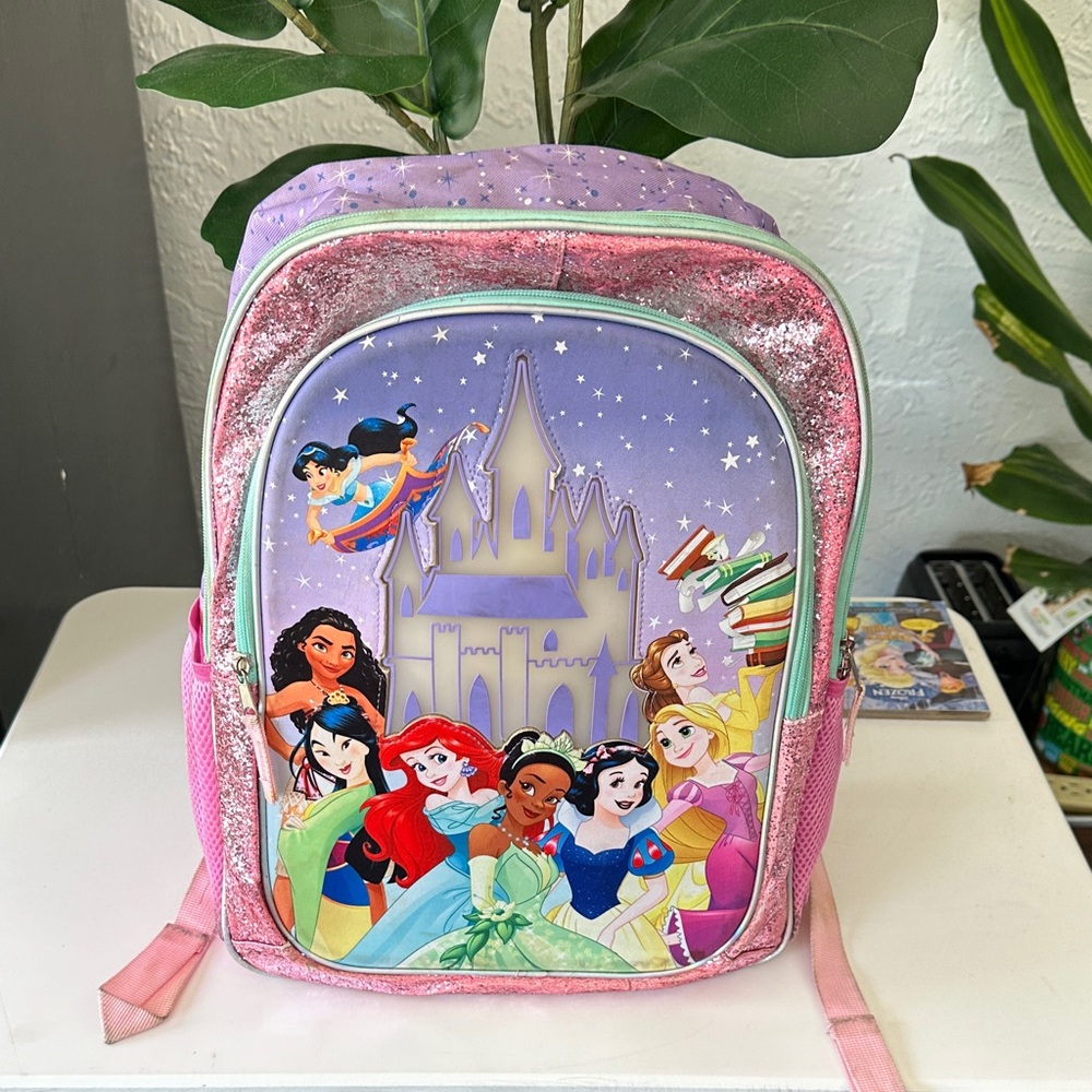 Disney Princess Collection Light Up Castle Girls Backpack with Pink and Purple